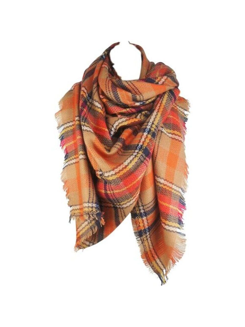 Women Fall Winter Scarf Plaid Tartan Oversized Blanket Wrap Shawl Warm Soft